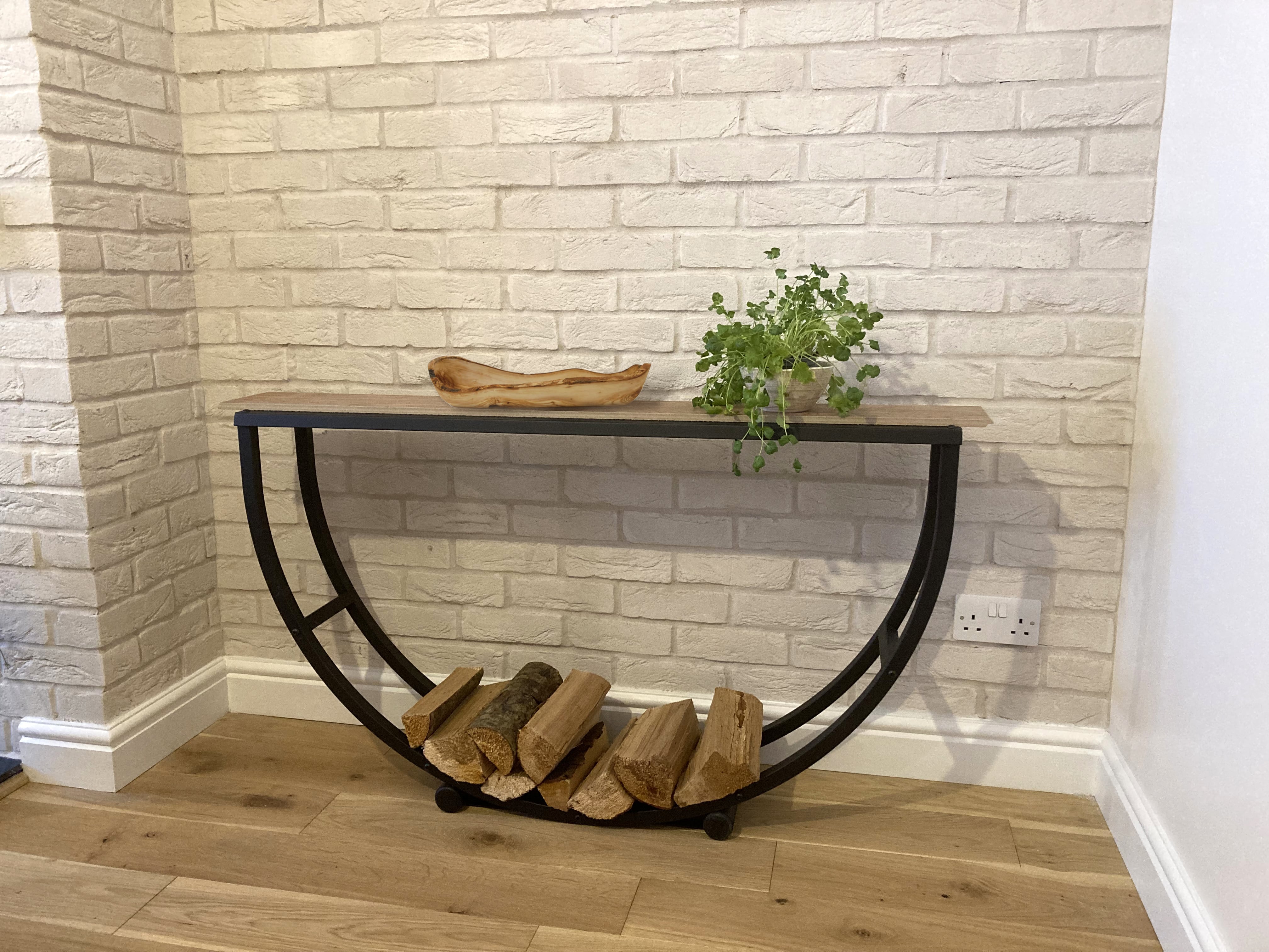 Log storer with shelf, with love, with style. By Rachel Allen